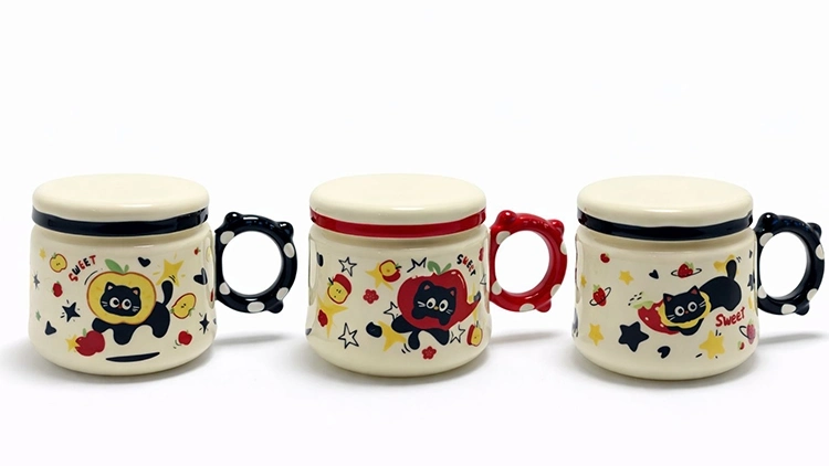 3d Kedi Figürlü Kapaklı Kupa Bardak