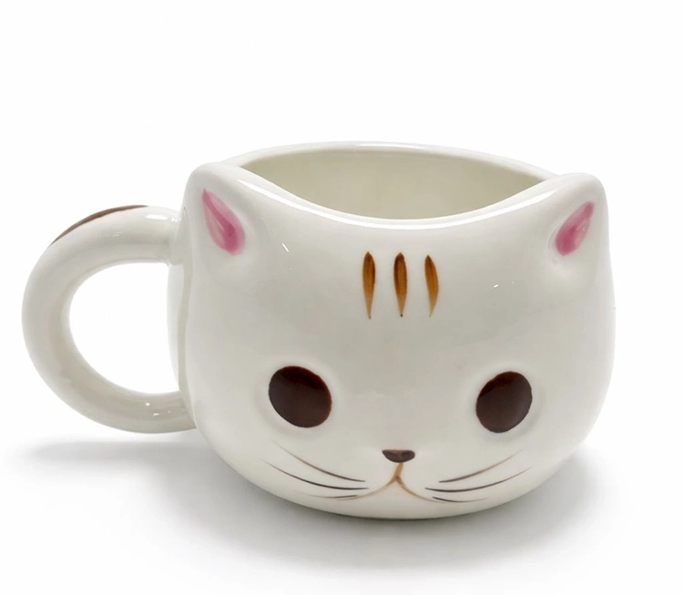 3d Kedi Tasarımlı Kabartmalı Kupa Bardak