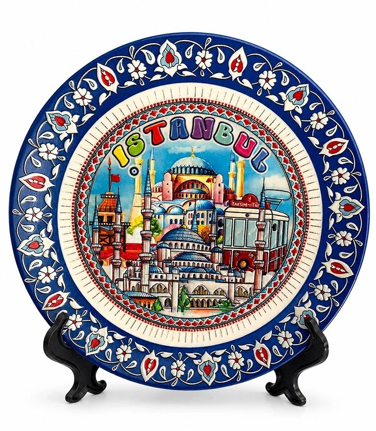 İstanbul Temalı Porselen Dekoratif Tabak 12 Cm