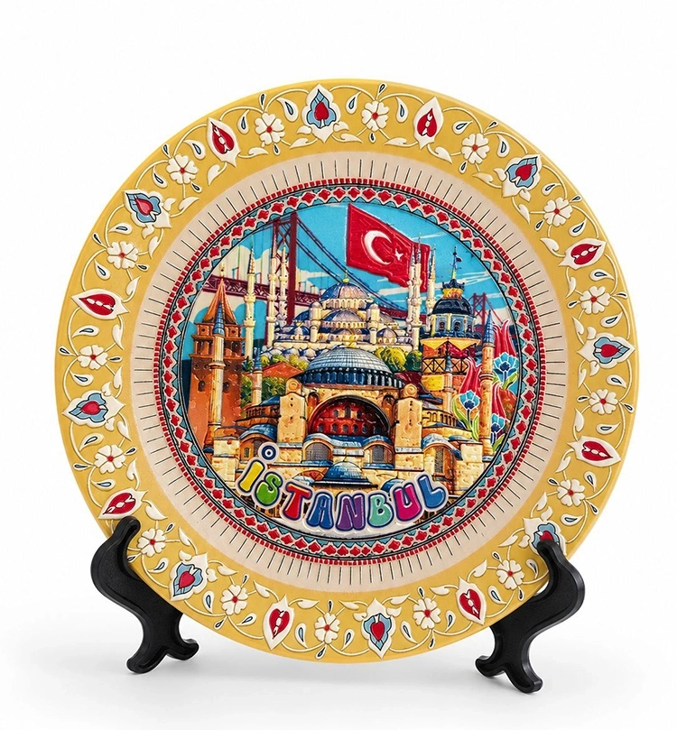İstanbul Temalı Porselen Dekoratif Tabak 12 Cm