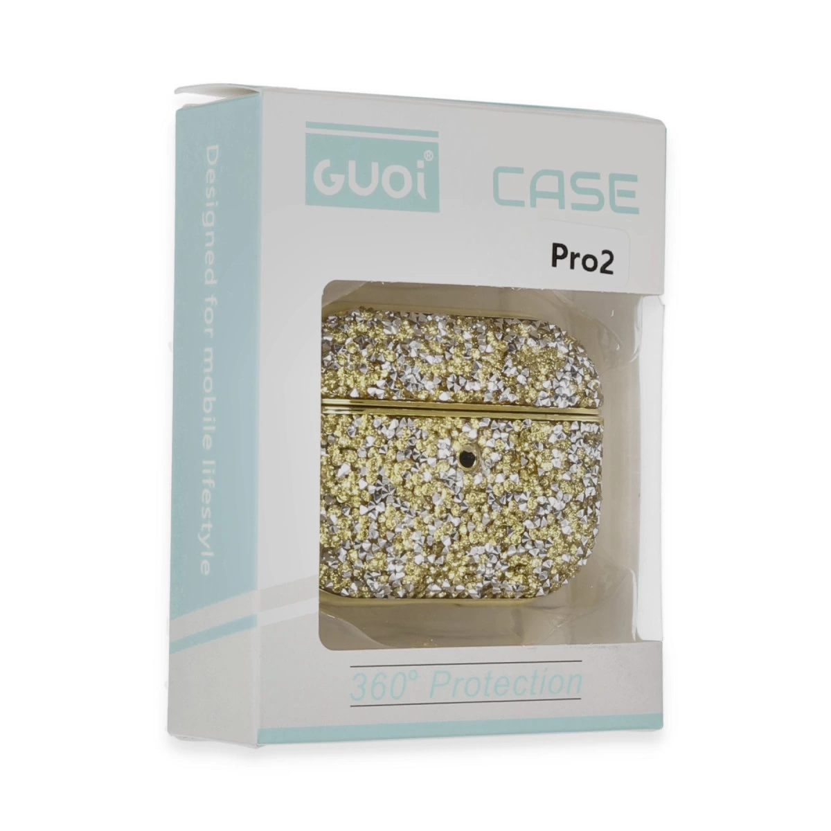Airpods Pro 2 (2.nesil) Luz Taşlı Kılıf - Gold