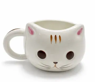 3d Kedi Tasarımlı Kabartmalı Kupa Bardak