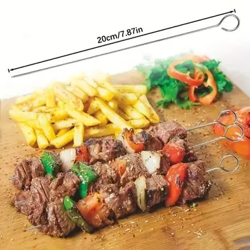 10 Adet Paslanmaz Çelik Mangal Şişi Seti – 20 Cm Metal Çöp Şiş Ve Izgara Şişleri