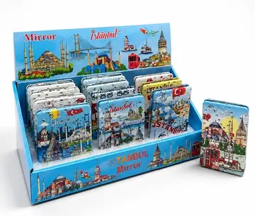 Taşlı İstanbul Temalı İnce El Aynası