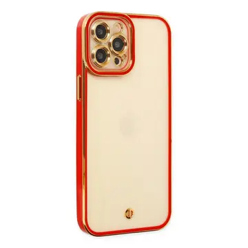 İphone 12 Pro Kılıf Liva Lens Silikon - Kırmızı