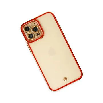 İphone 12 Pro Kılıf Liva Lens Silikon - Kırmızı