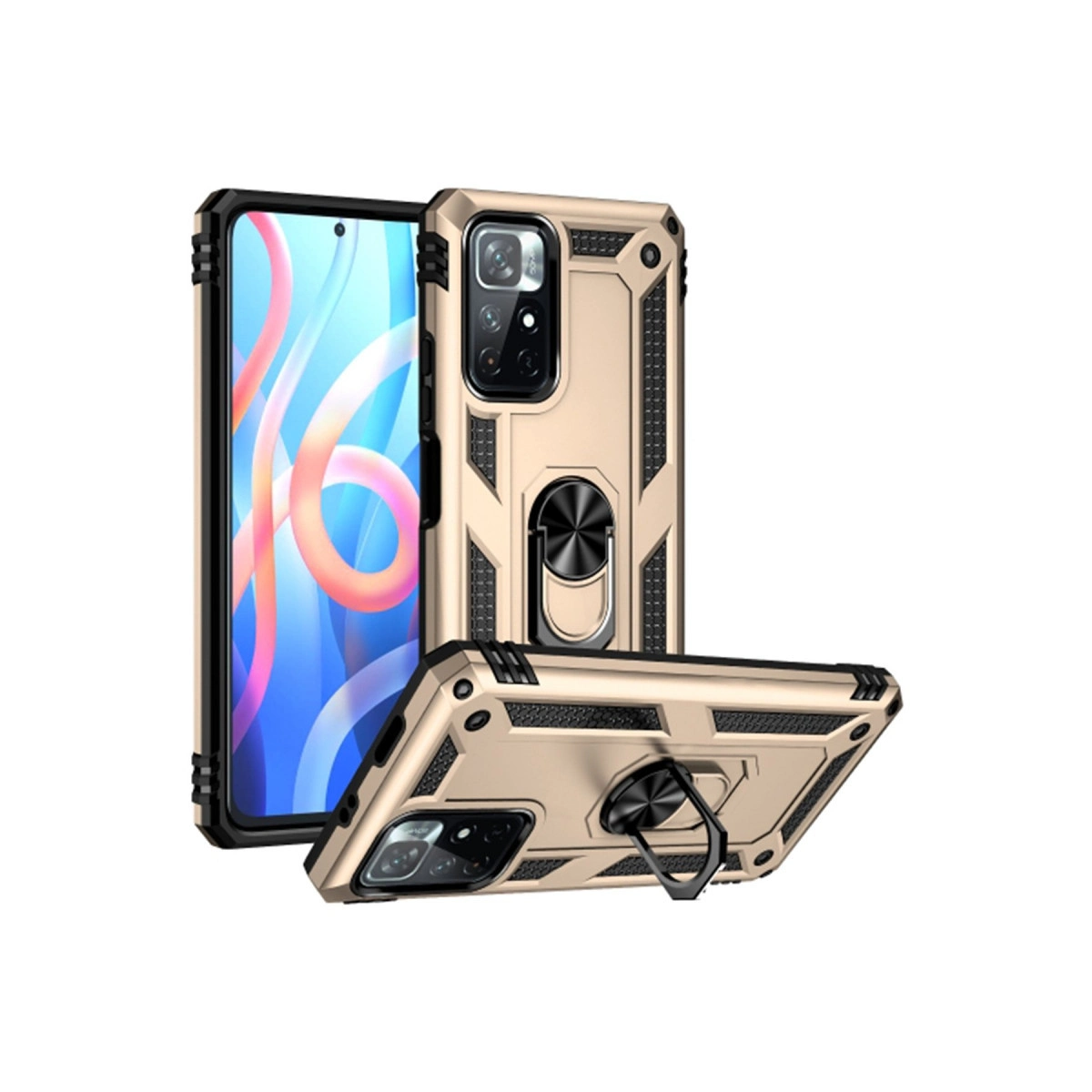 Xiaomi Redmi Note 11t Kılıf Sofya Yüzüklü Silikon Kapak - Gold